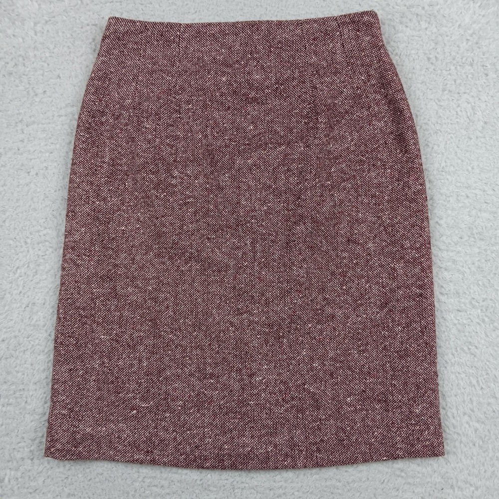 J.G. Hook Skirt Pencil 8 Burgundy Tweed Wool Blend 23-0371-7